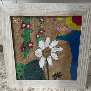 Anthro  Floral Daisy Art -Framed